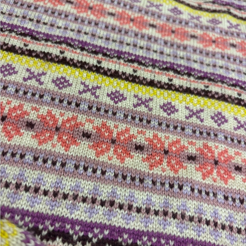 Boden fair isle sweater pink coral yellow purple XS wool blend - Picture 3 of 5
